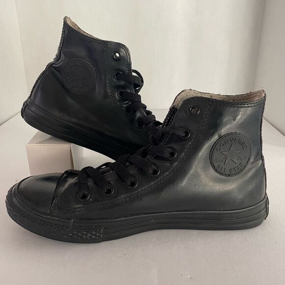 Kids Converse Hi-Top All Star Black Rubber Rain Boot Size Y3 - Picture 1 of 6